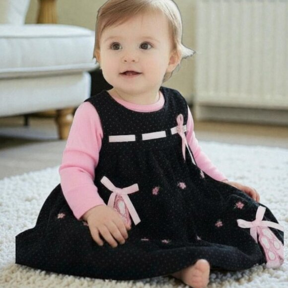 Rare Editions Other - Rare Editions Corduroy Floral Polka Dot Ballet Jumper Dress 6 Months